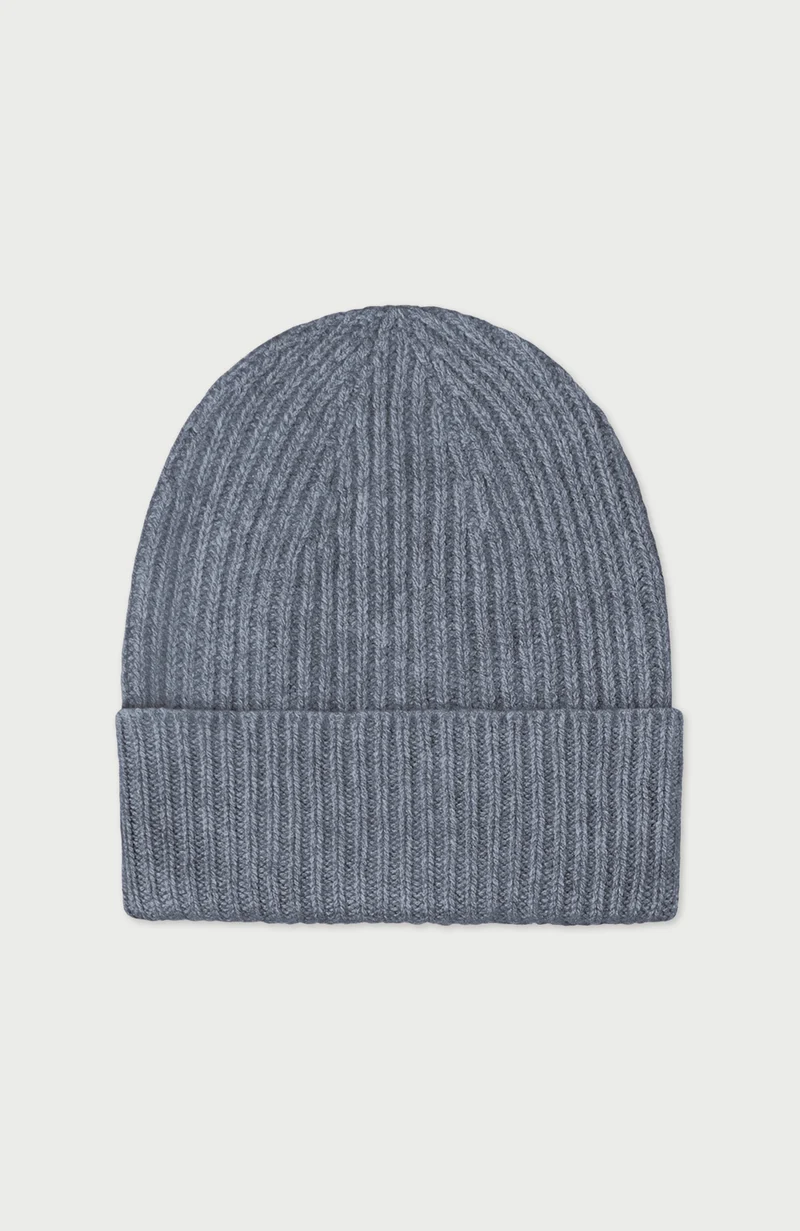 Gerippte Beanie-Mütze aus 100 % Kaschmir