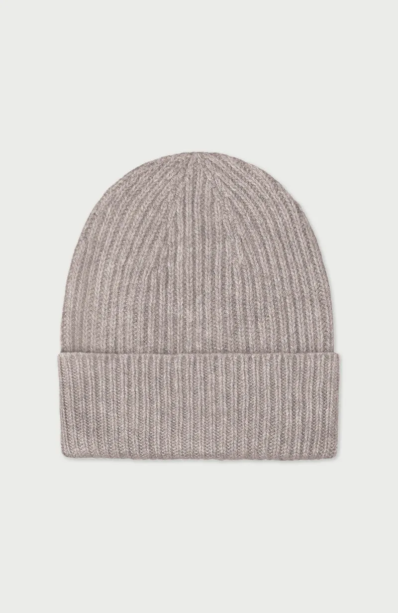 Gerippte Beanie-Mütze aus 100 % Kaschmir