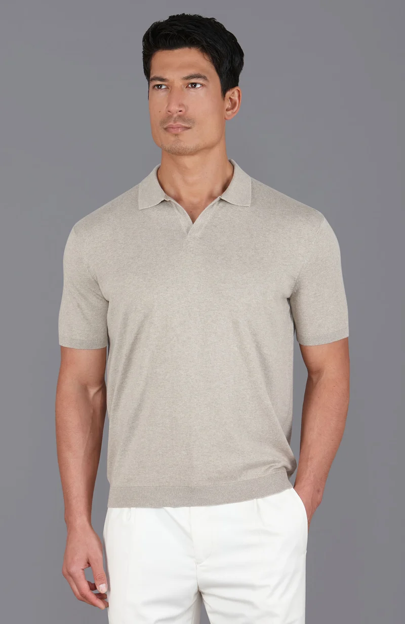 Herren-Poloshirt aus 100 % ultrafeiner Baumwolle ohne Knöpfe