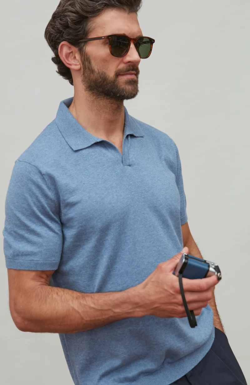Herren-Poloshirt aus 100 % ultrafeiner Baumwolle ohne Knöpfe