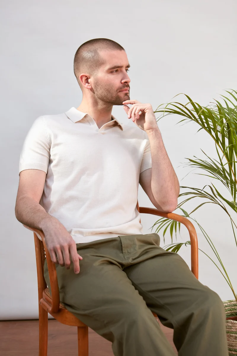 Herren-Poloshirt aus 100 % ultrafeiner Baumwolle ohne Knöpfe