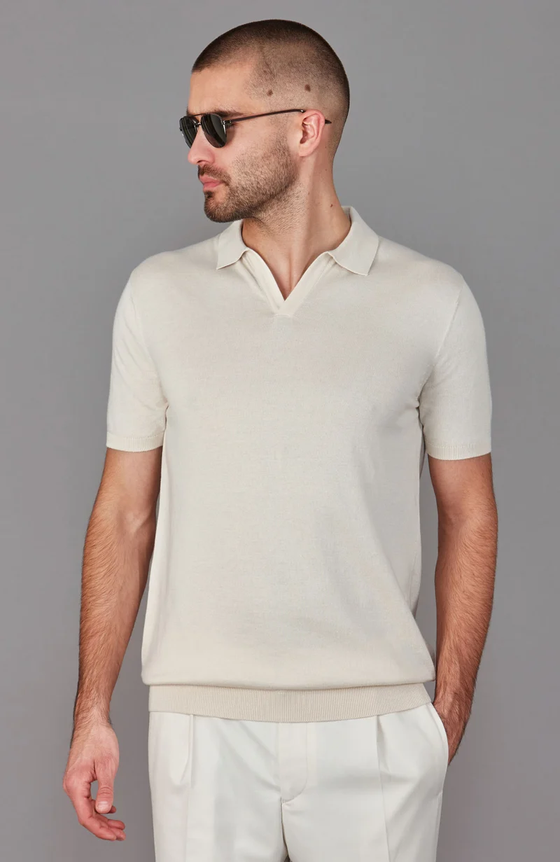 Herren-Poloshirt aus 100 % ultrafeiner Baumwolle ohne Knöpfe