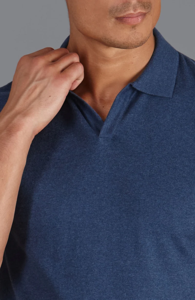 Herren-Poloshirt aus 100 % ultrafeiner Baumwolle ohne Knöpfe
