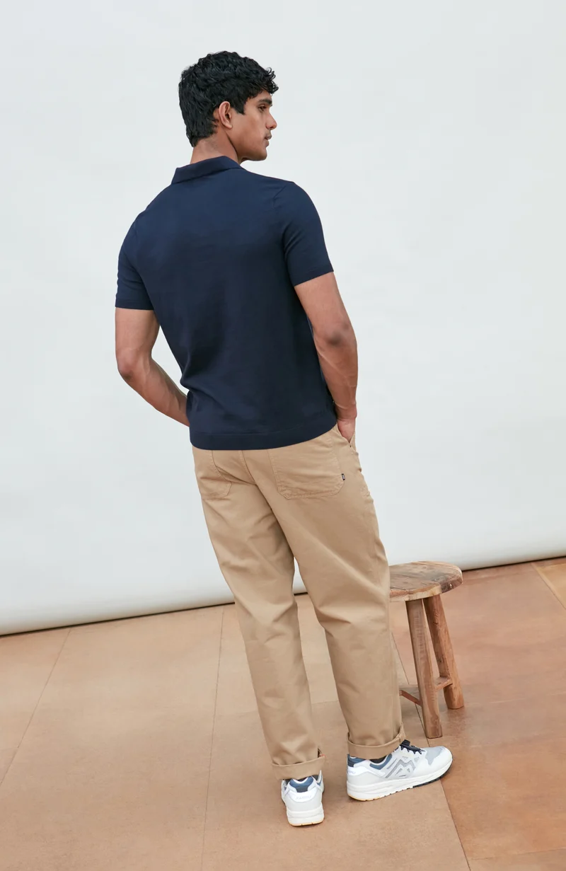 Herren-Poloshirt aus 100 % ultrafeiner Baumwolle ohne Knöpfe