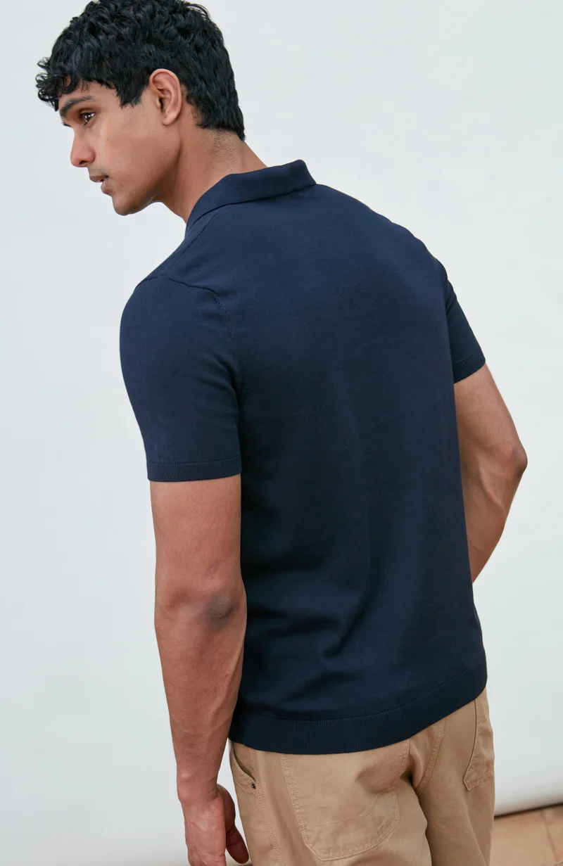 Herren-Poloshirt aus 100 % ultrafeiner Baumwolle ohne Knöpfe