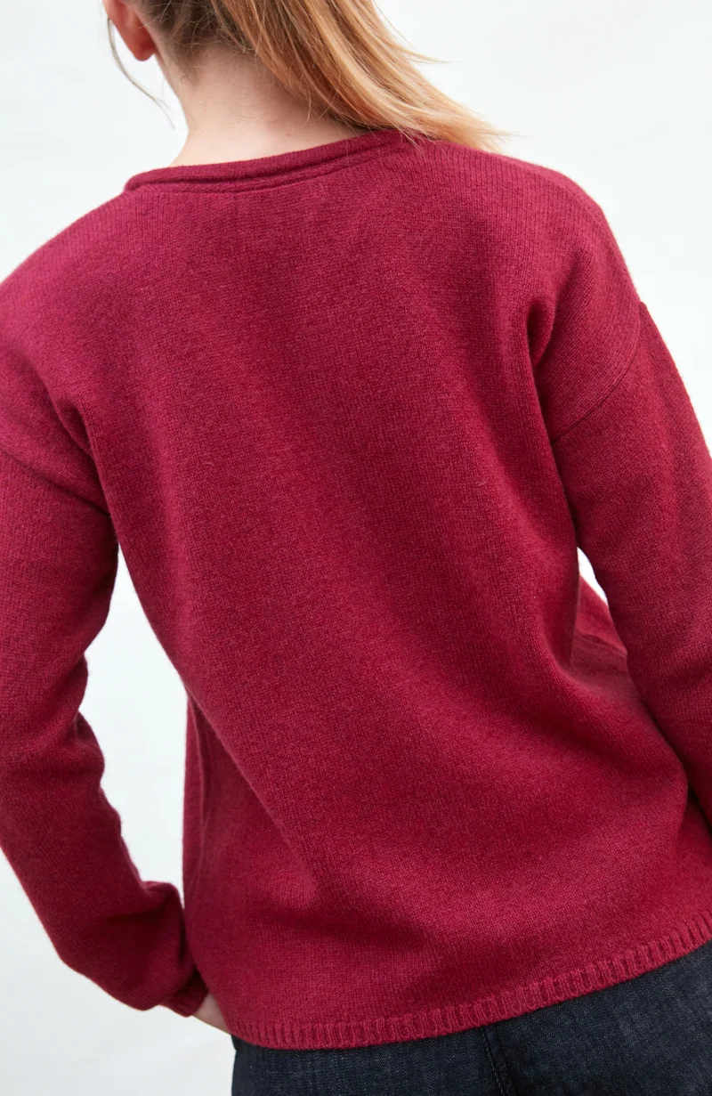 Mittelschwerer Damen-Cardigan mit Rundhalsausschnitt aus 100 % Lammwolle
