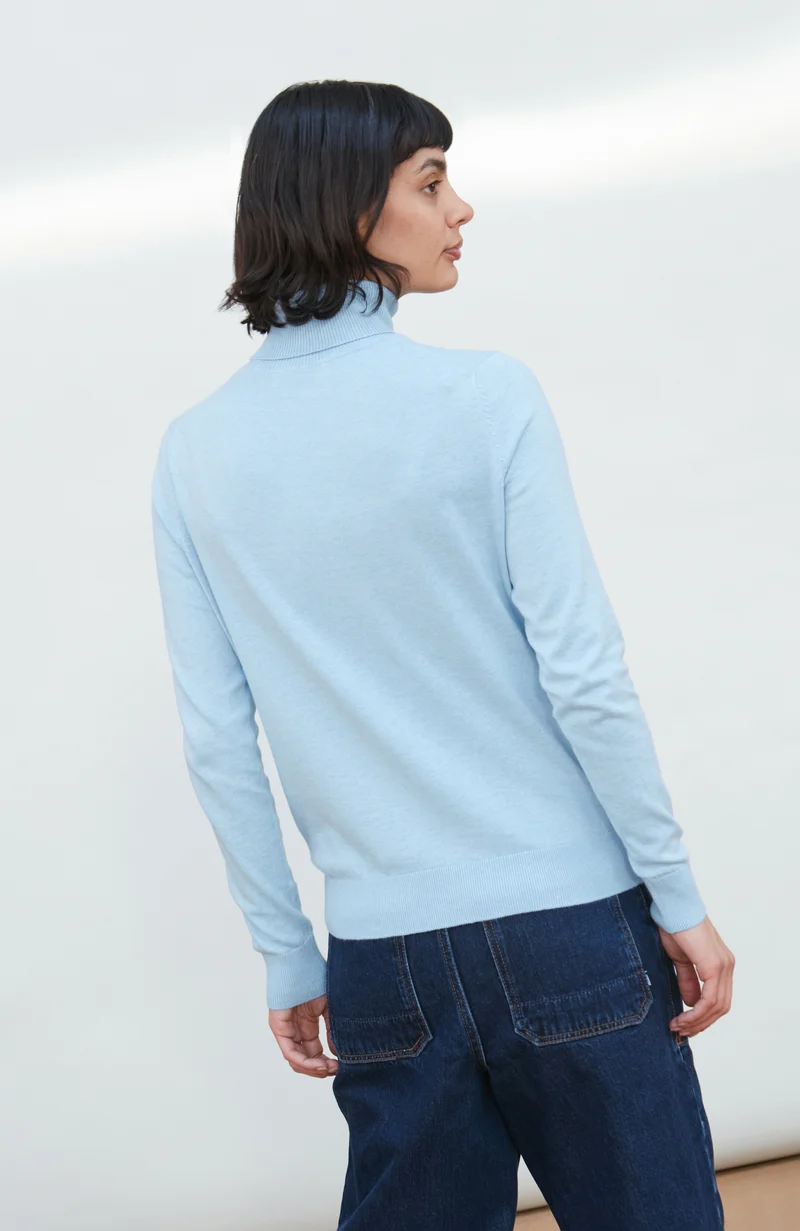 Damen-Rollkragenpullover aus ultrafeiner Baumwolle mit langen Ärmeln