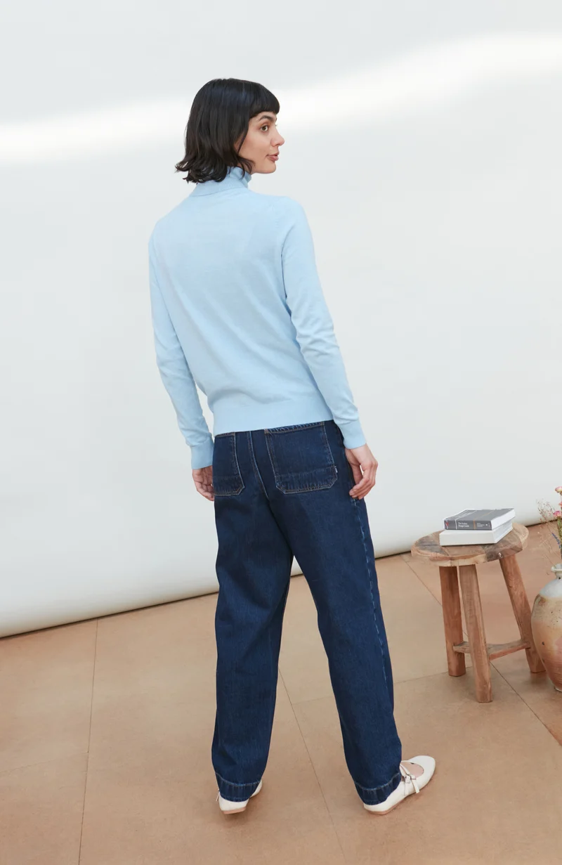 Damen-Rollkragenpullover aus ultrafeiner Baumwolle mit langen Ärmeln