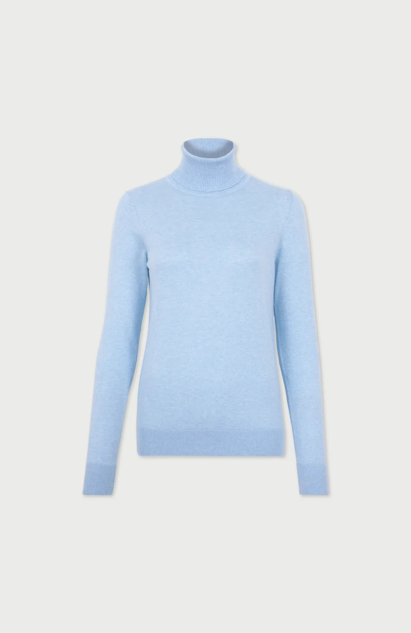Damen-Rollkragenpullover aus ultrafeiner Baumwolle mit langen Ärmeln