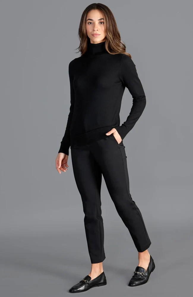 Damen-Rollkragenpullover aus ultrafeiner Baumwolle mit langen Ärmeln