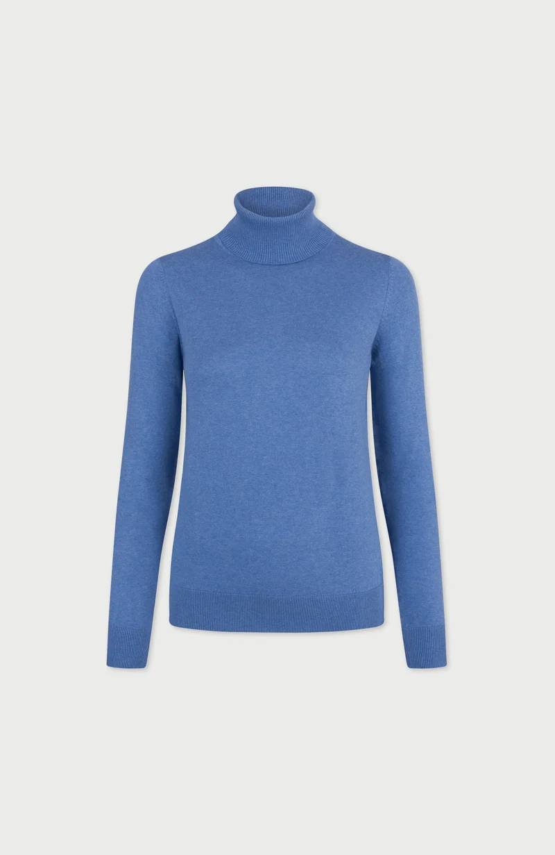 Damen-Rollkragenpullover aus ultrafeiner Baumwolle mit langen Ärmeln
