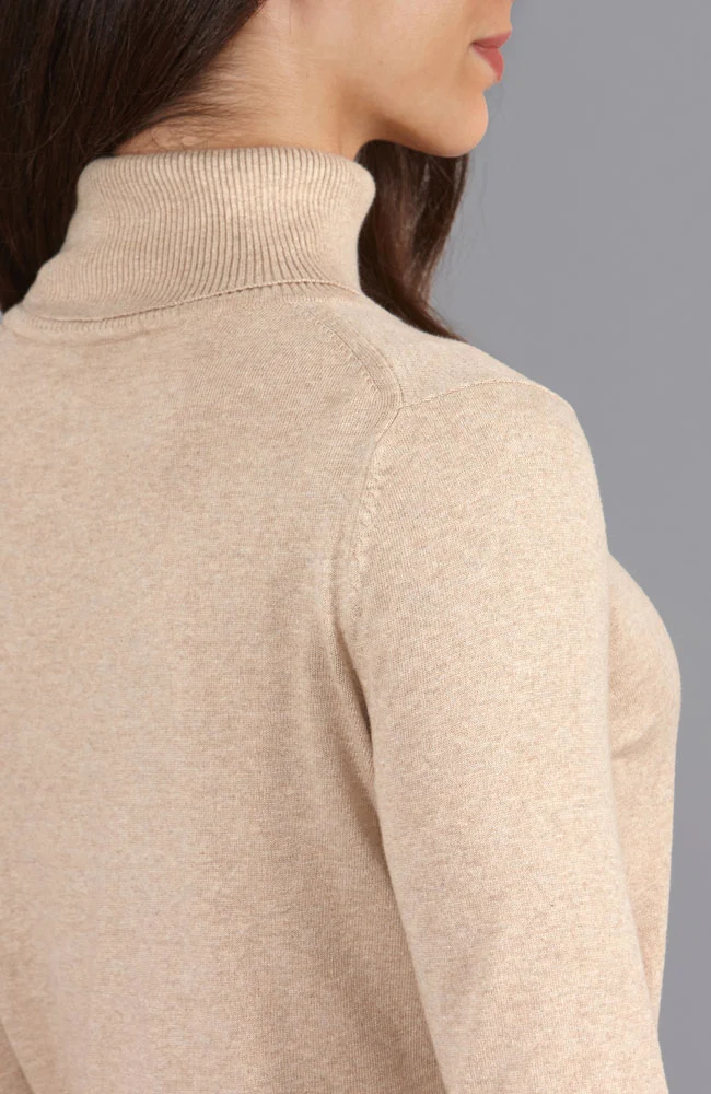 Damen-Rollkragenpullover aus ultrafeiner Baumwolle mit langen Ärmeln