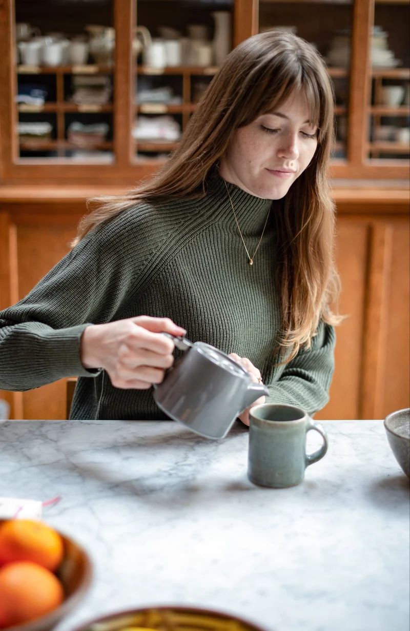 Hochgeschlossener Raglanpullover aus reiner Baumwolle für Damen