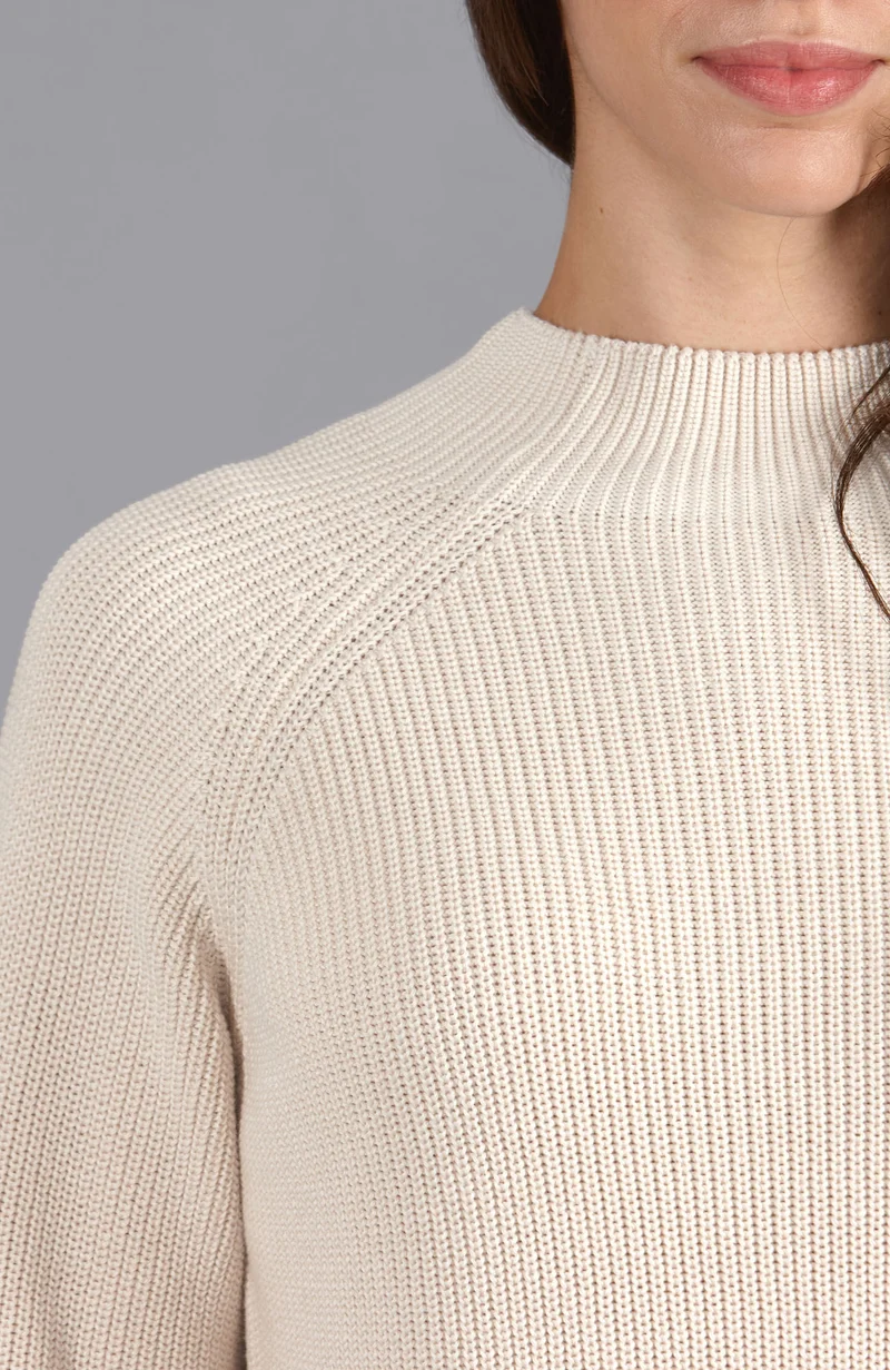 Hochgeschlossener Raglanpullover aus reiner Baumwolle für Damen