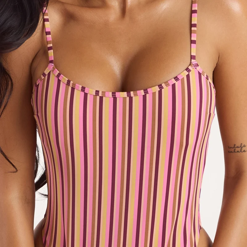 Sunstripe Badeanzug - Retro-Streifen