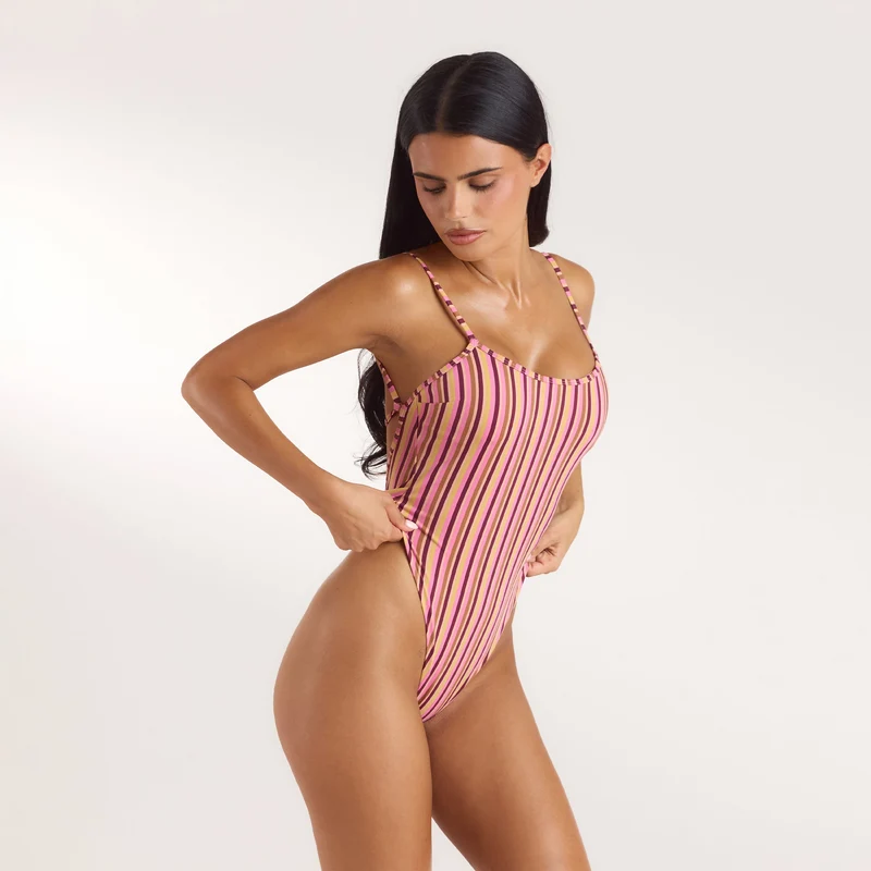 Sunstripe Badeanzug - Retro-Streifen