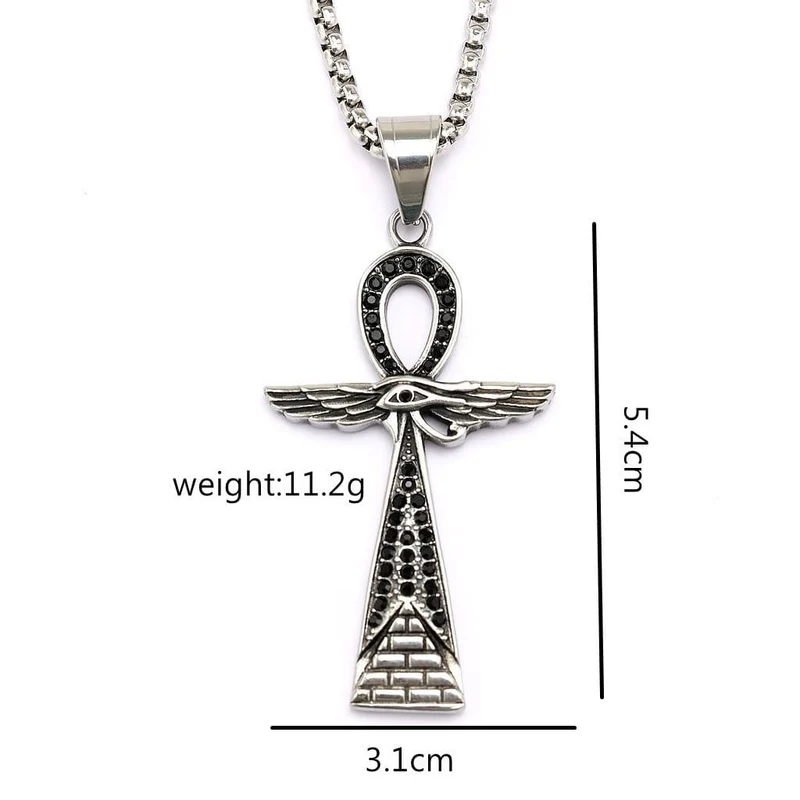 Punk-Diamant-Augenflügel-Kreuz-Halskette für Herren