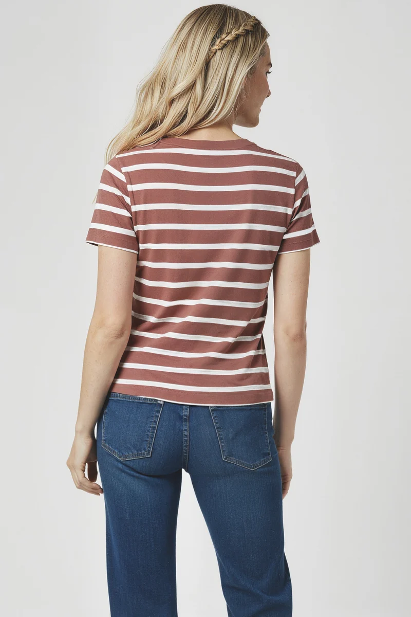 Crew-Neck Short Sleeve Tee | Crushed Berry Mel Stripe