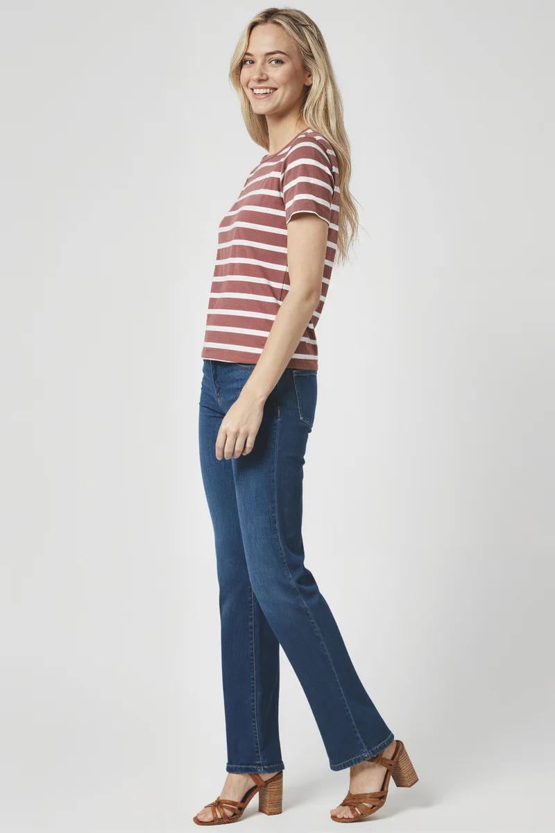 Crew-Neck Short Sleeve Tee | Crushed Berry Mel Stripe