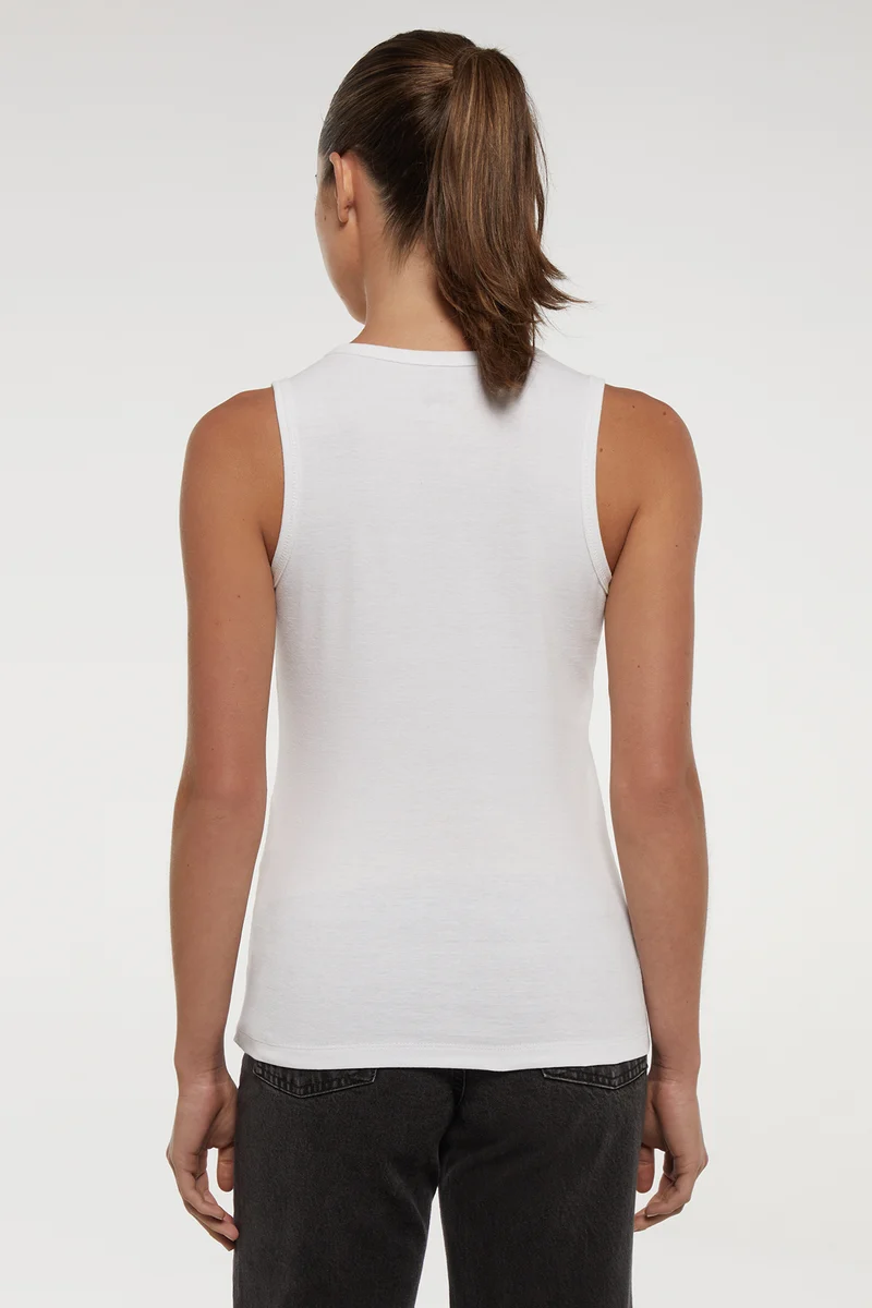 Ribbed Crew-Neck Tank | White