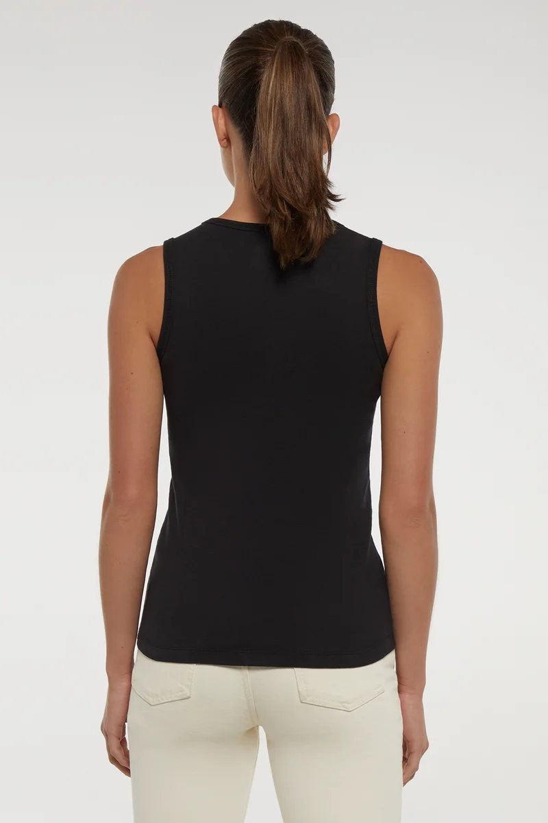 Ribbed Crew-Neck Tank | Black