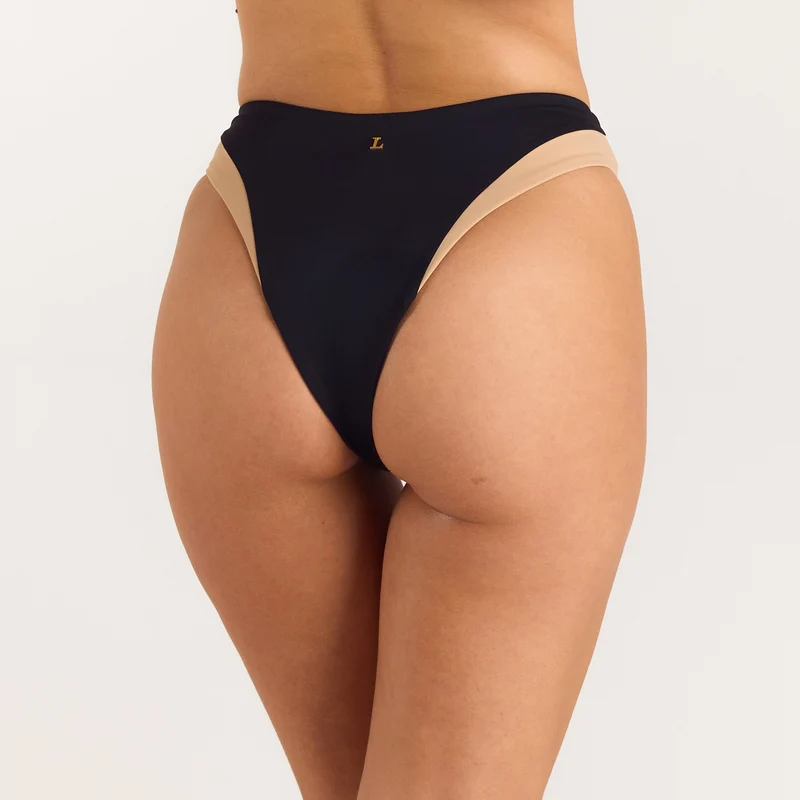 Monaco Brazilian Slip mit Hohem Bein - Schwarz