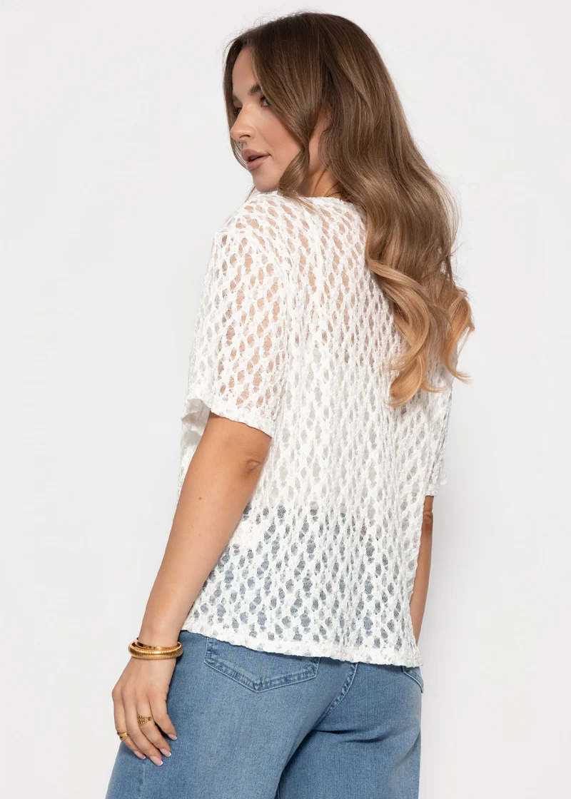 Oversize T-Shirt aus Spitze - weiß