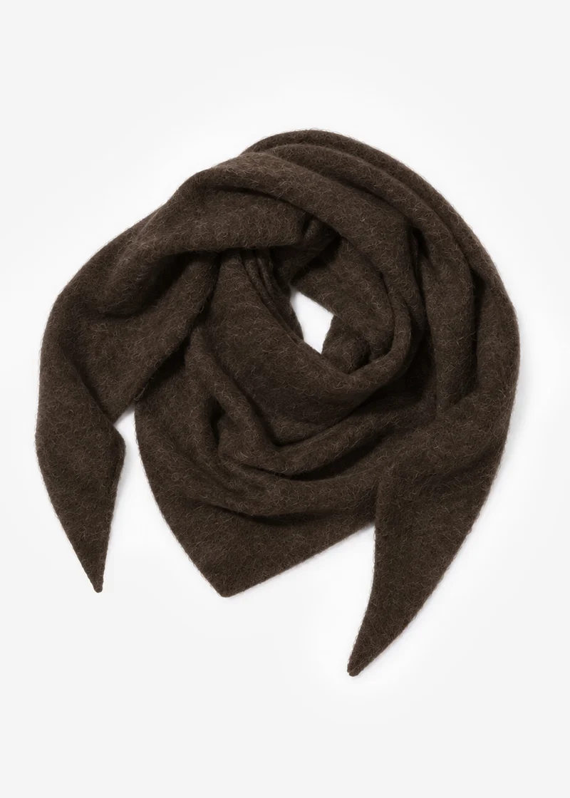 Dreieckiger Strickschal - dunkelbraun