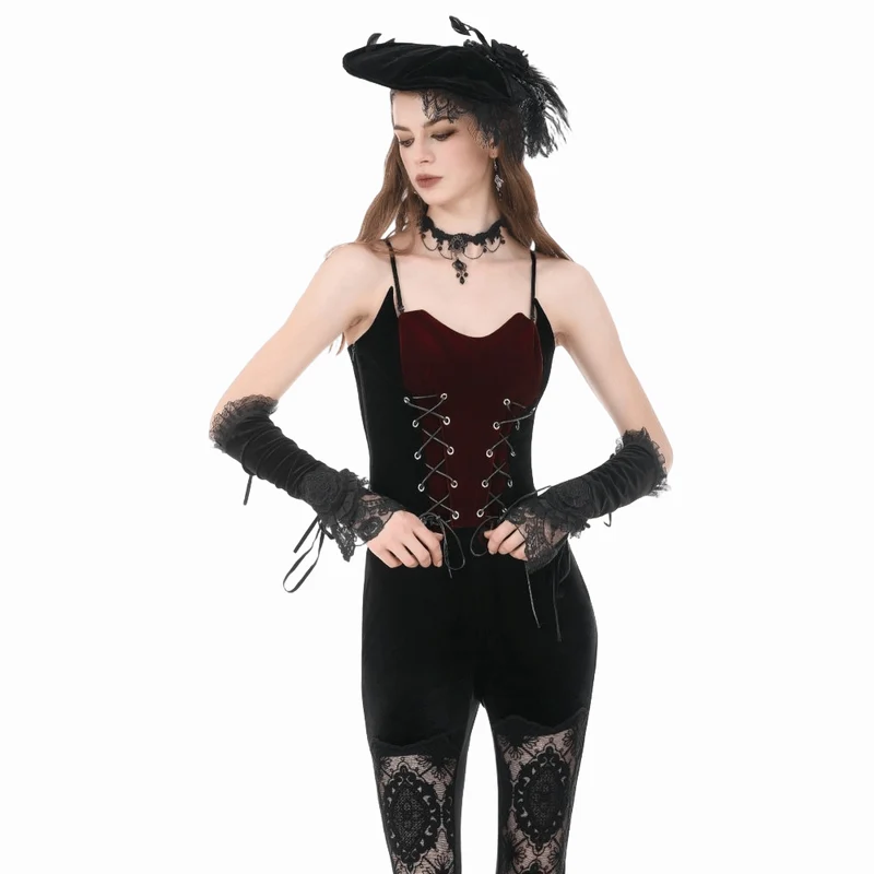 Gothic-Bustier für Damen mit kontrastfarbener Schnürung