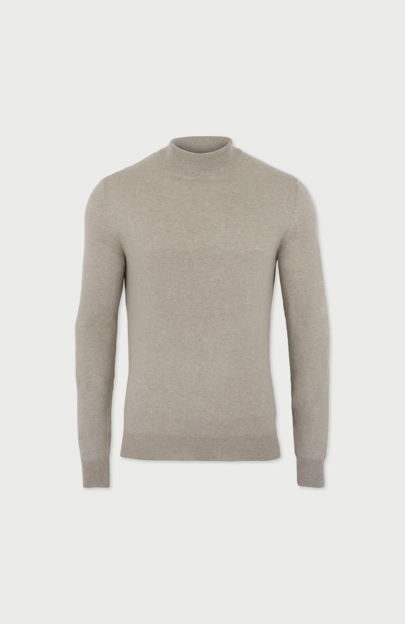 Herrenpullover aus 100 % ultrafeiner Baumwolle mit Stehkragen