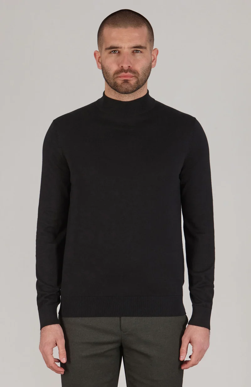 Herrenpullover aus 100 % ultrafeiner Baumwolle mit Stehkragen