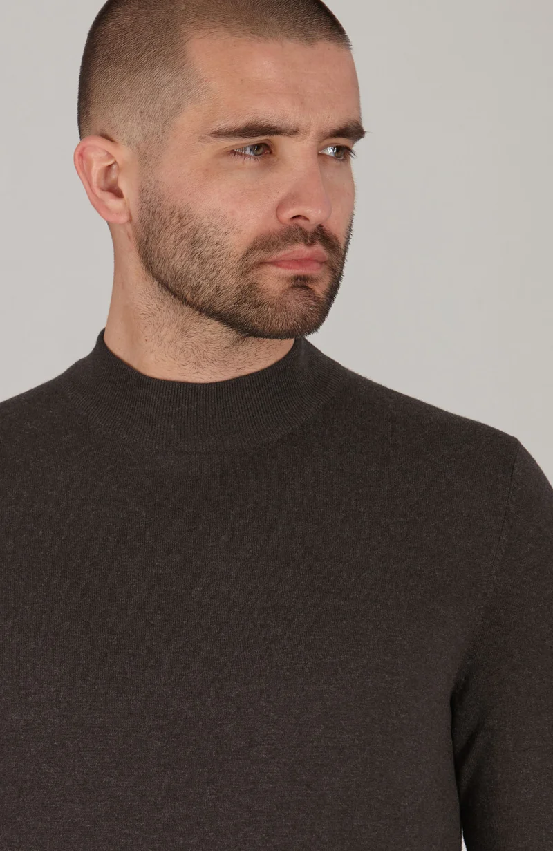Herrenpullover aus 100 % ultrafeiner Baumwolle mit Stehkragen