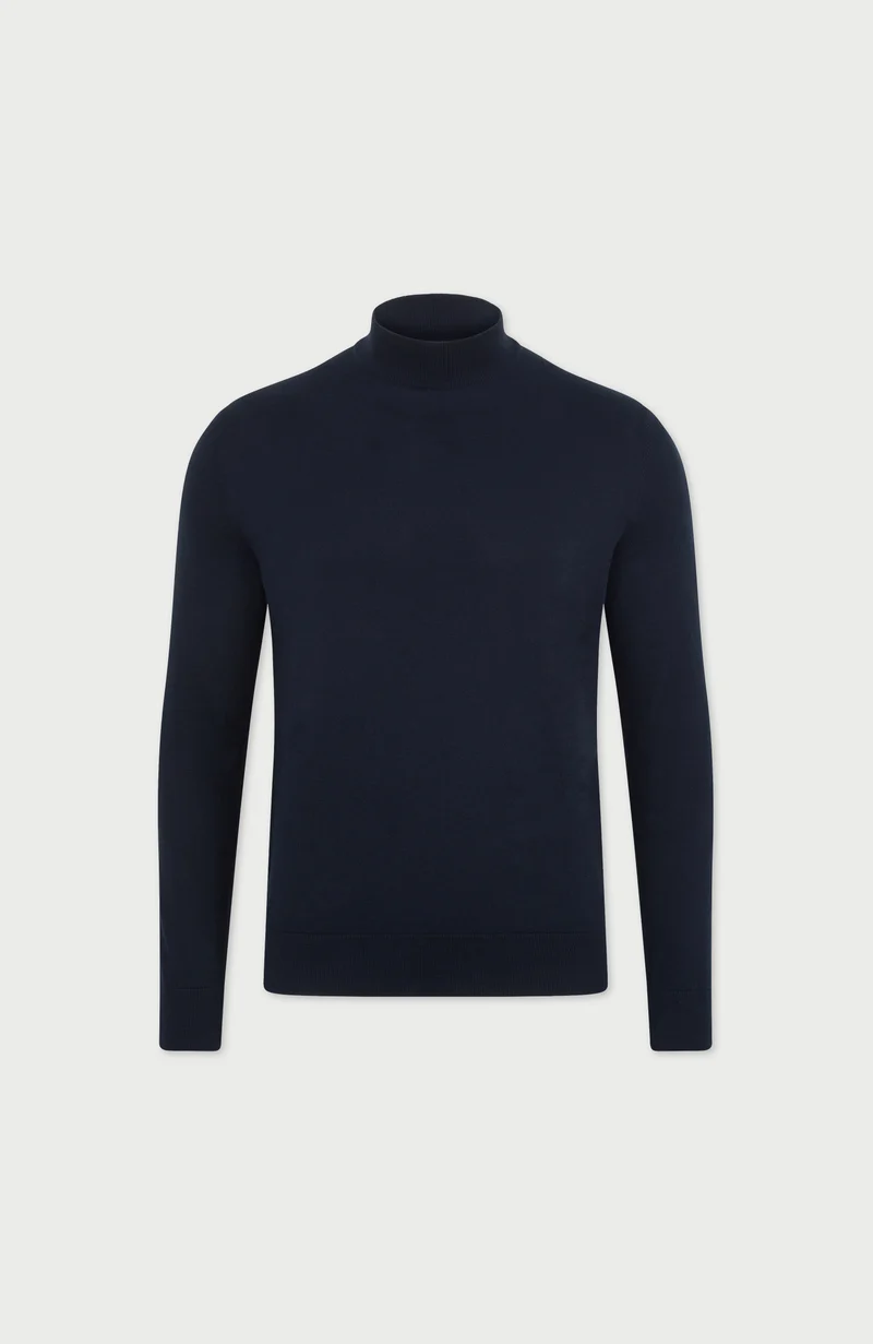 Herrenpullover aus 100 % ultrafeiner Baumwolle mit Stehkragen