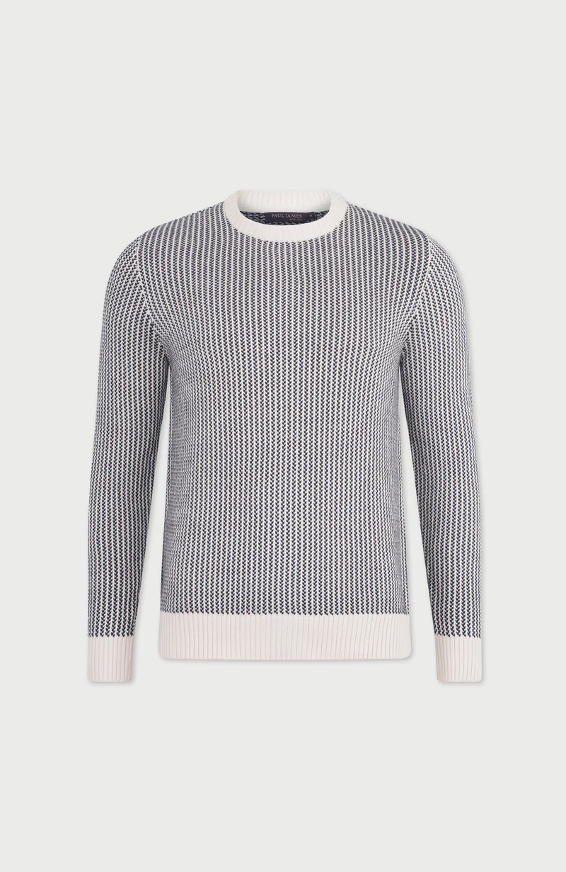 Herren-Pullover aus 100 % Baumwolle mit Fischer-Kragenstich
