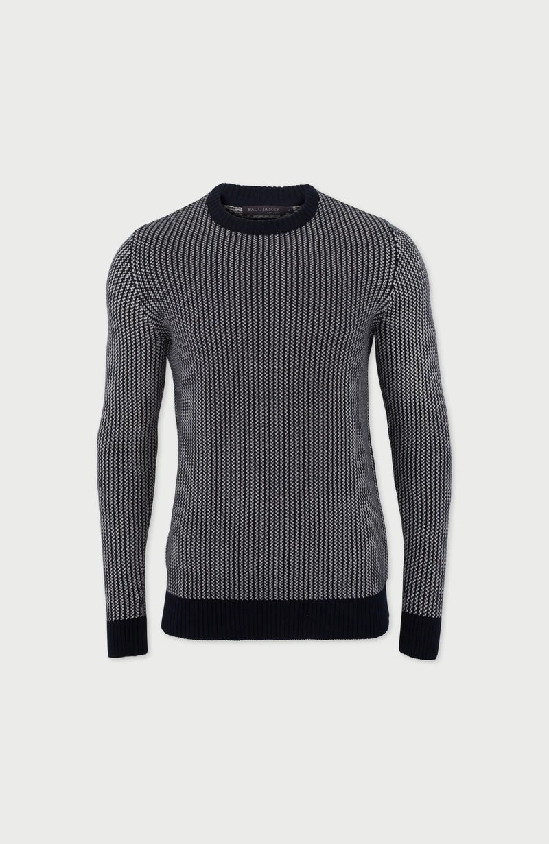 Herren-Pullover aus 100 % Baumwolle mit Fischer-Kragenstich