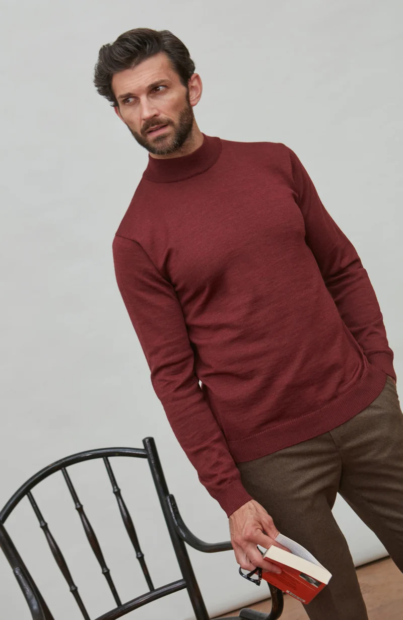 Rollkragenpullover aus extrafeiner Merinowolle für Herren