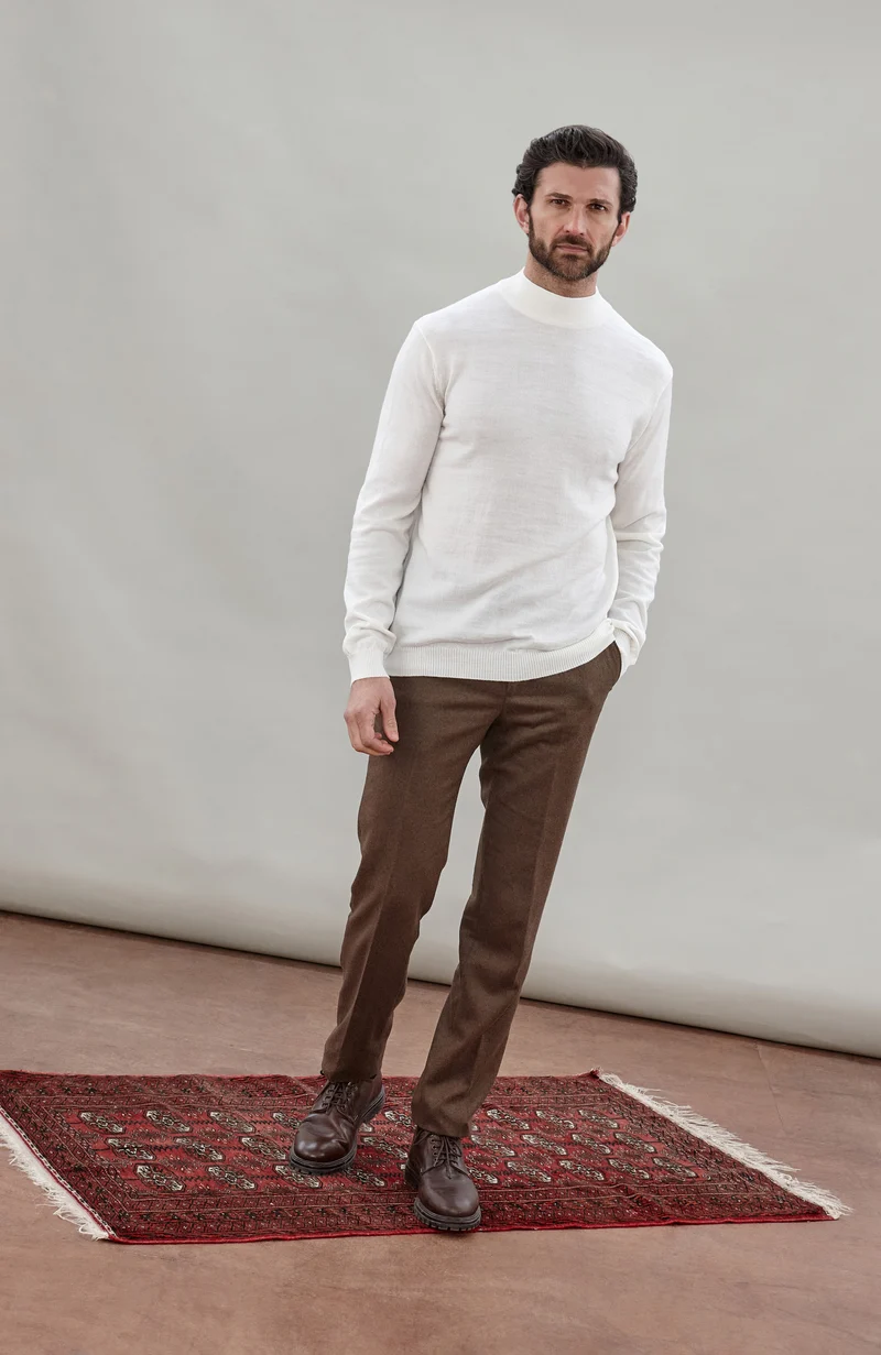 Rollkragenpullover aus extrafeiner Merinowolle für Herren