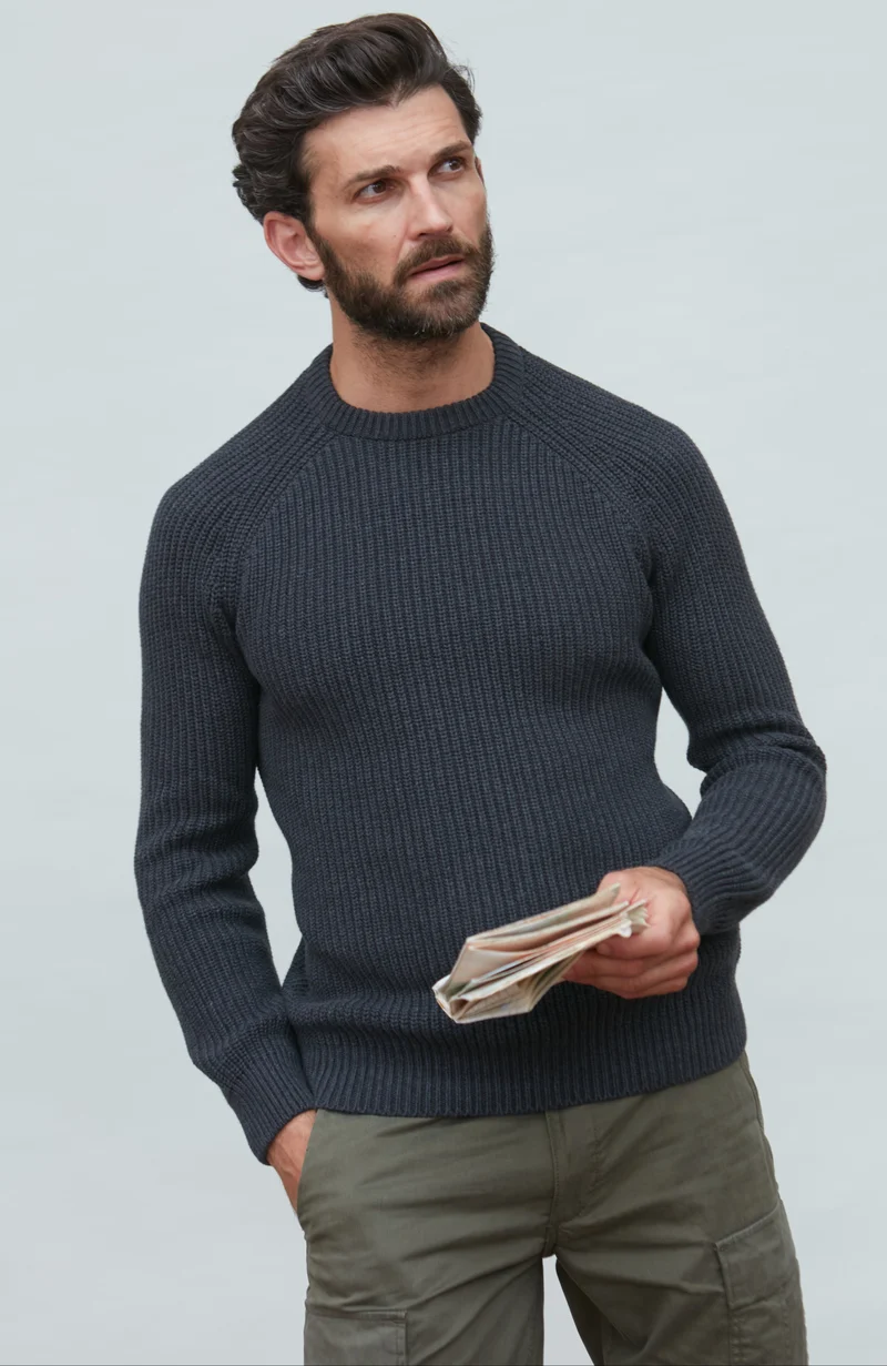 Herren-Pullover aus 100 % Fischer-Rippstrick-Baumwolle
