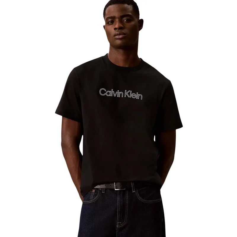 Calvin Klein Schwarzes Herren-T-Shirt aus Baumwolle, klassische Passform