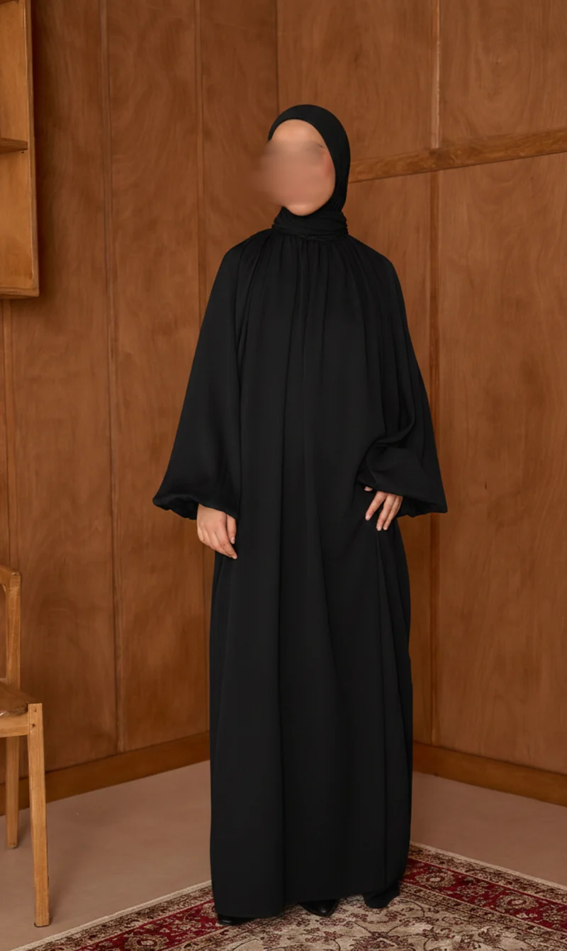 Abaya Amara Ballonärmel - Schwarz