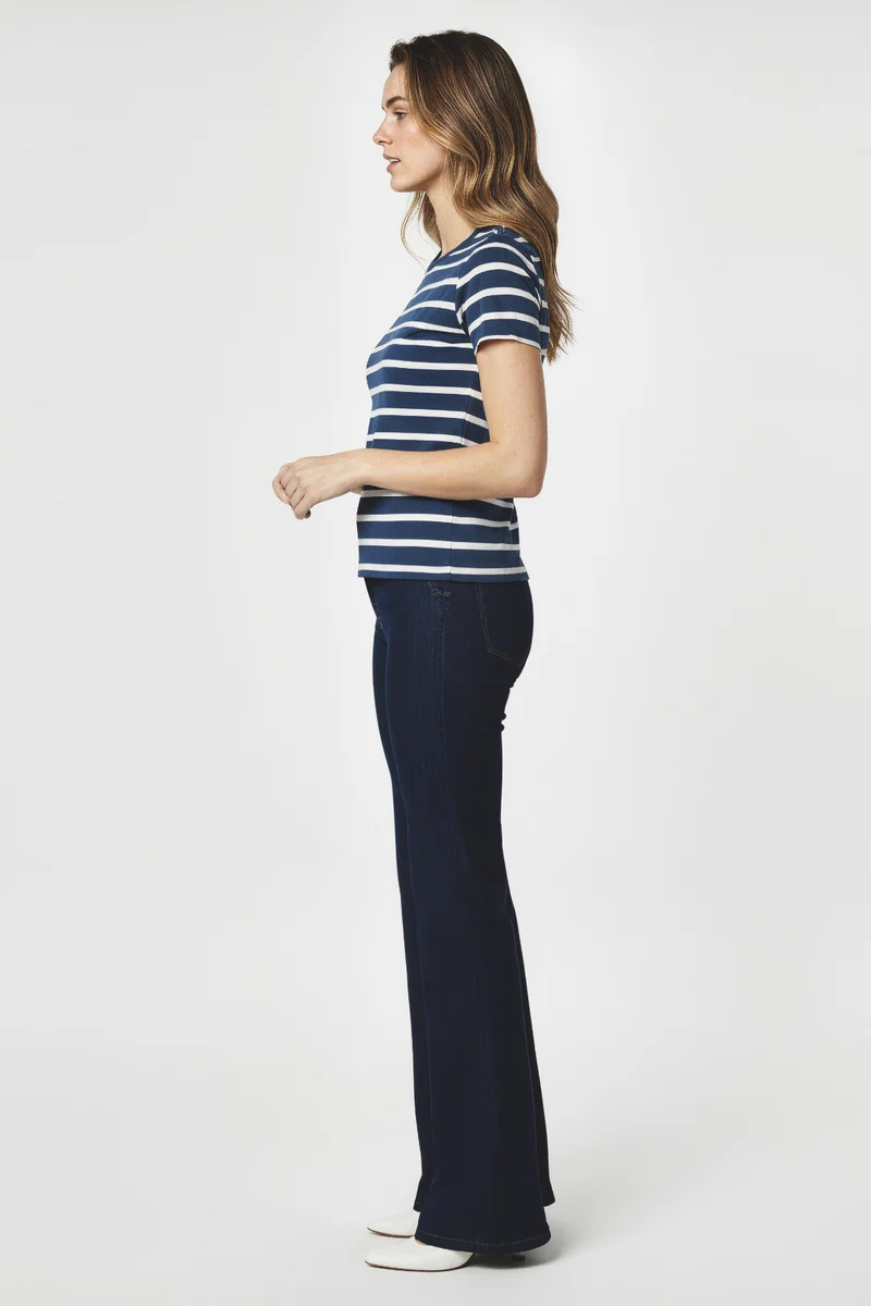 Crew-Neck Short Sleeve Tee | Medieval Blue Mel Stripe