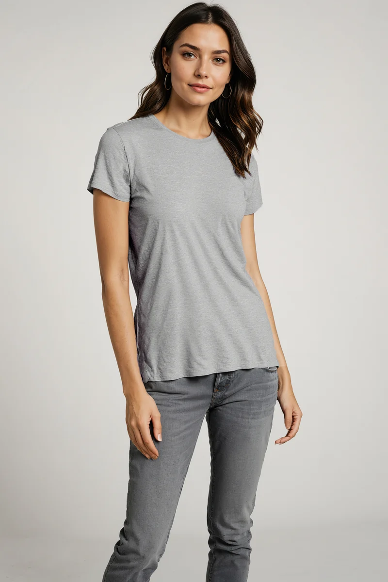 Rib Crew Tee | Heather Gray