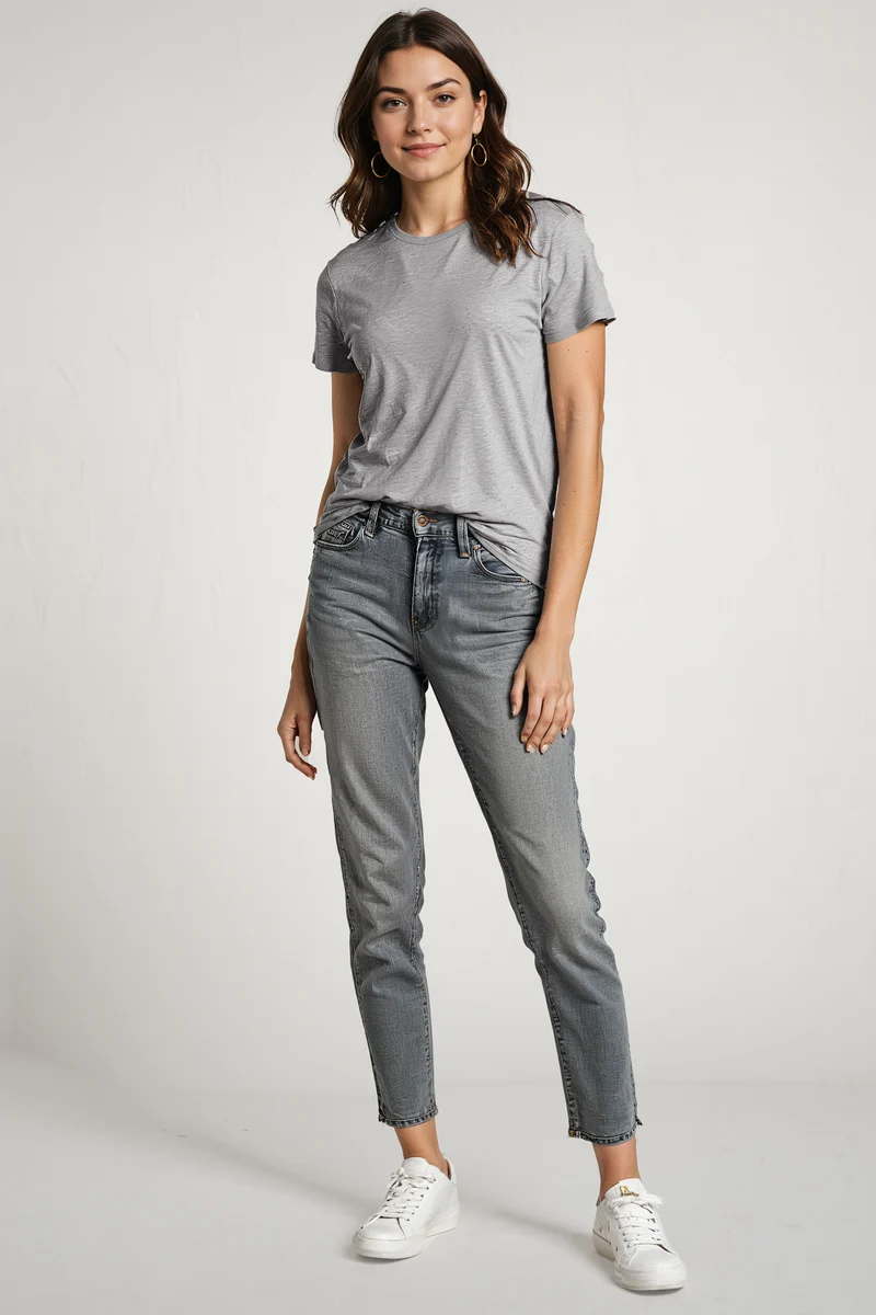 Rib Crew Tee | Heather Gray