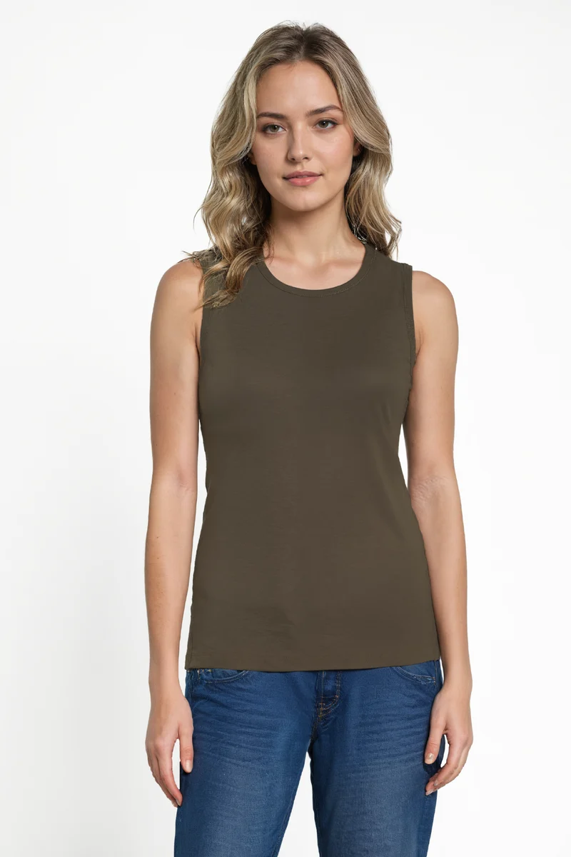Ribbed Crew-Neck Tank | Grape Leaf