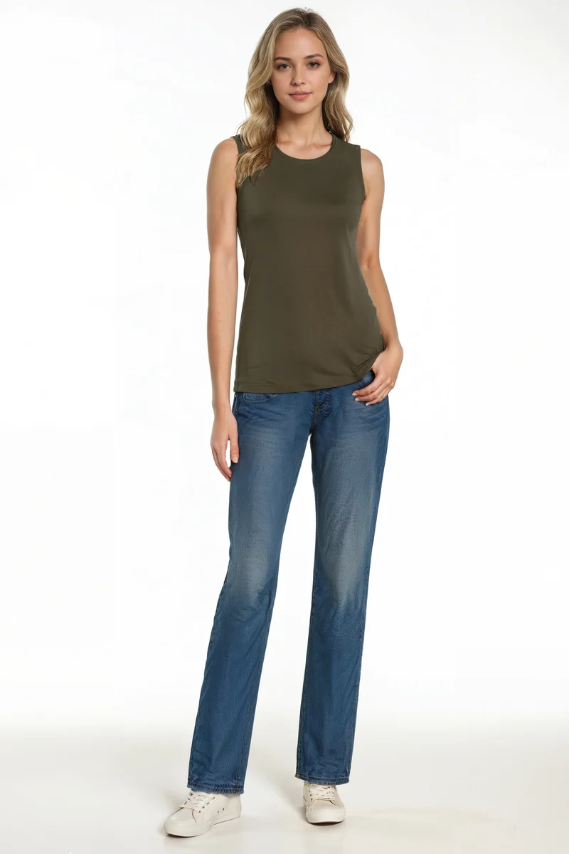 Ribbed Crew-Neck Tank | Grape Leaf
