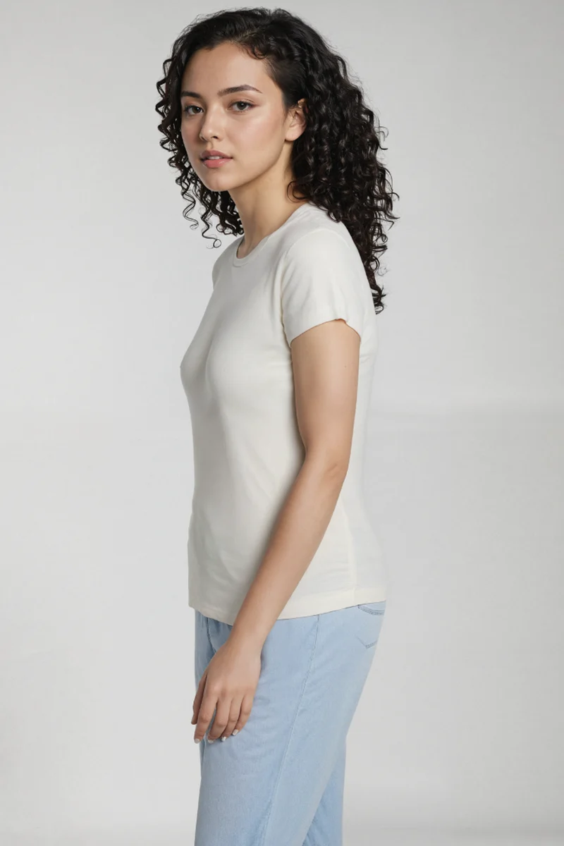 Crew-Neck Short Sleeve Tee | Egret