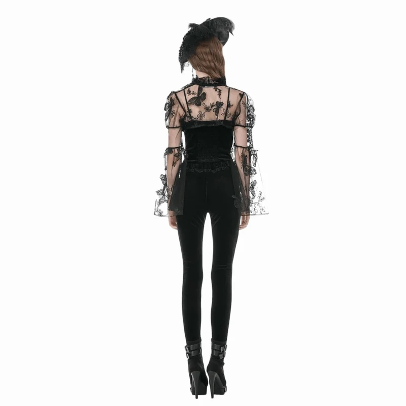 Gothic-Leggings für Damen mit bestickter, transparenter Spitze und Patchwork-Details