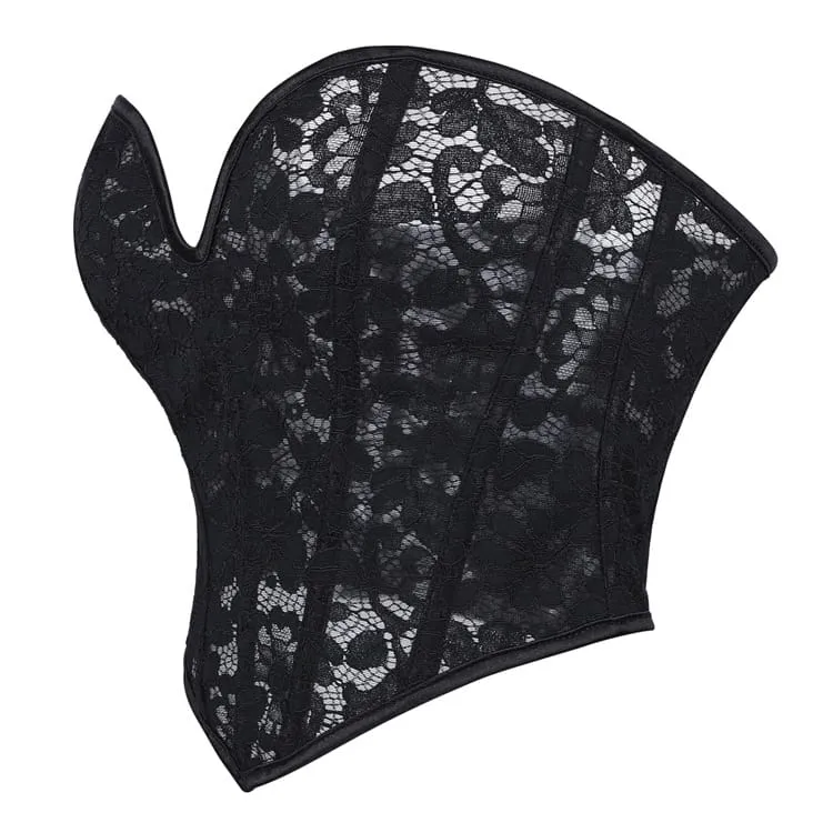 Gothic-Korsett für Damen mit Blumenmuster, Mesh-Einsatz und Schnürung über der Brust