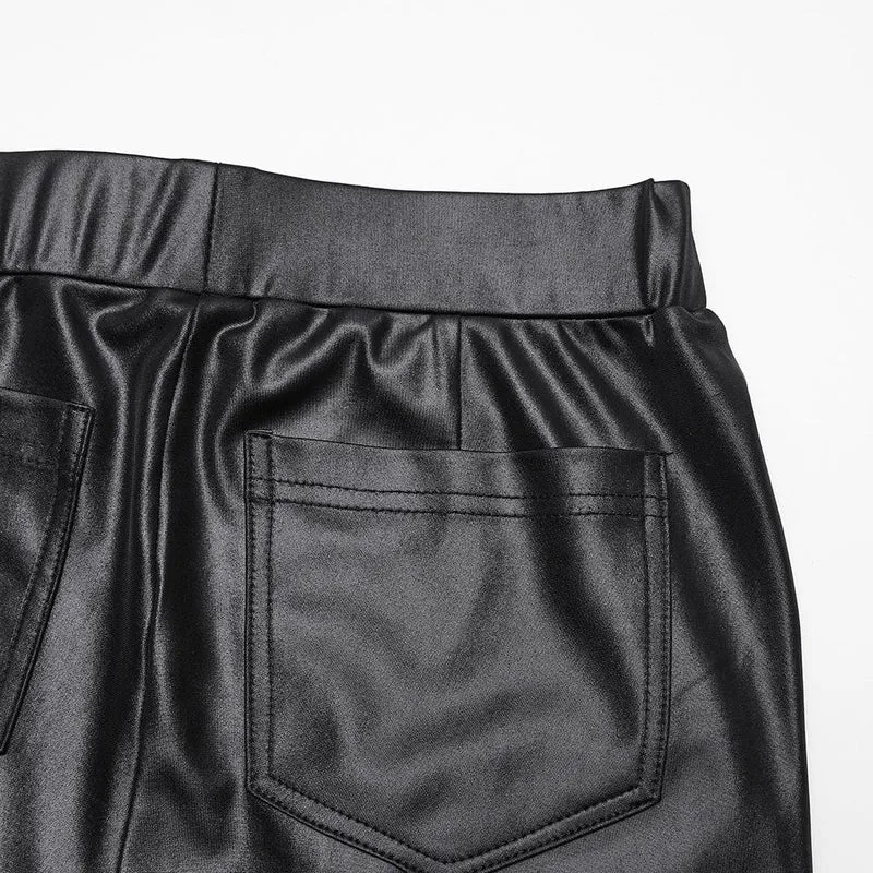 Damen-Leggings mit geflochtener Punk-Riemenschnalle