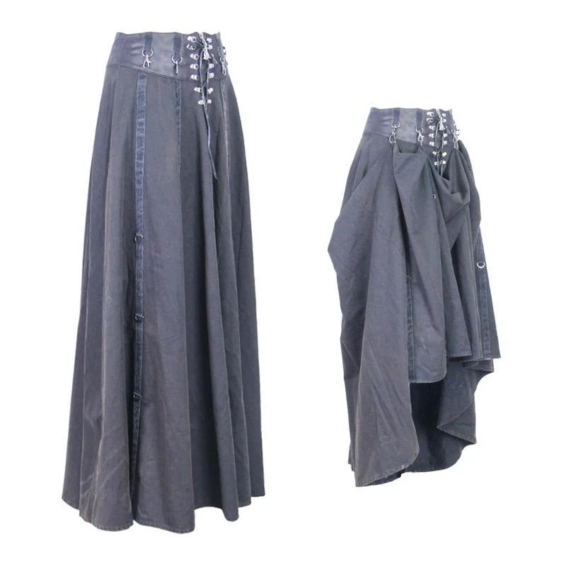 Damen Vintage Regenschirm Rock mit Leder Bund